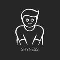 Shyness chalk white icon on black background