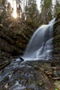 June 25, 2021 Shypit waterfall and its surroundings are a popular tourist attraction in Transcarpathia, Ukraine. Royalty Free Stock Photo