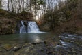 June 25, 2021 Shypit waterfall and its surroundings are a popular tourist attraction in Transcarpathia, Ukraine. Royalty Free Stock Photo