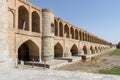 Si-o-se-pol Bridge. The famous two-storey stone bridge with 33 arches over the Zayandeh River in Isfahan.