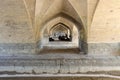 Si-o-se-pol Bridge. The famous two-storey stone bridge with 33 arches over the Zayandeh River in Isfahan.