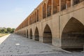Si-o-se-pol Bridge. The famous two-storey stone bridge with 33 arches over the Zayandeh River in Isfahan.