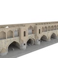 Si-o-seh Pol Bridge of 33 Arches on a white. 3D illustration