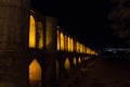 Si o Seh Pol bridge on a dark evening in Isfahan, Iran. Also known as Allahverdi Khan Bridge, or 33 arches bridge Royalty Free Stock Photo