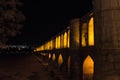 Si o Seh Pol bridge on a dark evening in Isfahan, Iran. Also known as Allahverdi Khan Bridge, or 33 arches bridge