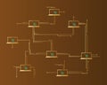 Siacoin blockchain cryptocurrency circuit on brown background