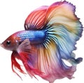 Siam betta fish, Watercolor painting of Siam betta fish. AI-Generated.