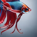 a siam fish with red and blue colors