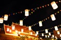 Siam Niramit hanging lamps at night in Bangkok, Thailand