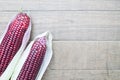 Siam Ruby Queen sweet corn on wooden background