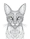 Siamese cat head, black white outline for coloring book page, AI generative coloring card