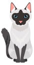 Siamese cat icon. Sitting cartoon pet animal