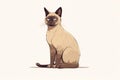 Siamese Cat, Minimalist Style, White Background Cartoonish, Flat Illustration. Logo. Generative AI