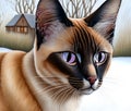 Siamese cat portrait - Generative AI Royalty Free Stock Photo
