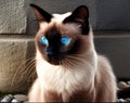 Siamese Cat Portrait with Blue Eyes