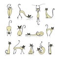 Siamese cats collection, sketch for your design