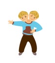 Siamese twins boys. Brothers on white background Royalty Free Stock Photo