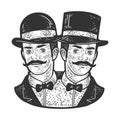 Siamese twins businessmen sketch vector