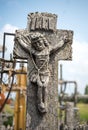 SIAULIAI, LITHUANIA - JUL 22, 2018: The Crucifixion of Christ at the Hill of Crosses