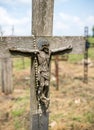 SIAULIAI, LITHUANIA - JUL 22, 2018: The Crucifixion of Christ at the Hill of Crosses