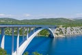 Sibenik bridge and the channel of river Krka in summer sunny day, Croatia