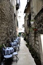 The scenic view at old mediterranean architecture in town Sibenik, Croatia Royalty Free Stock Photo