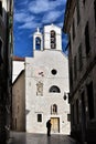 The scenic view at old mediterranean architecture in town Sibenik, Croatia Royalty Free Stock Photo