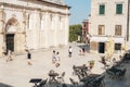 Sibenik Croatia - 4 August 2022: Republic square in the center of old town with walking people Royalty Free Stock Photo