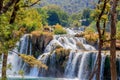 Waterfalls in Krka National Park. Krka river runs from the Adriatic near Sibenik inland to the mountains of the Croatian interior