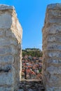 View through the battlements on the fortress of St. John, Sibenik, Croatia Royalty Free Stock Photo