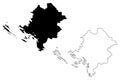 Sibenik-Knin County Counties of Croatia, Republic of Croatia map vector illustration, scribble sketch Sibenik Knin Kornati,