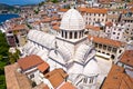 Sibenik saint James cathedral aerial view, UNESCO world heritage site