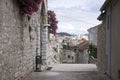 Sibenik town stree with old houses around