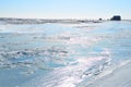 Siberia, Irkutsk region. The Goloustnaya river in winter sunny day Royalty Free Stock Photo