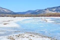 Siberia, Irkutsk region. The Goloustnaya river in winter sunny day Royalty Free Stock Photo