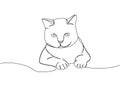 Siberian Cat one line art. Continuous line drawing of pet, mammal, kitten, purebred, breed, friendship, kitty, friend