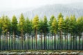 Siberian forest, spruce trees in spring on white background, panorama, panorama, photo realistic, hyperrealistic, sharp focus, ul Royalty Free Stock Photo