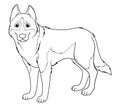 Siberian Husky Dog Cartoon Animal Illustration BW