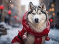 siberian husky dog in Christmas theme costume Royalty Free Stock Photo