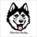 Siberian Husky Dog head showing tongue in vector design