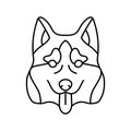 Siberian Husky Dog Puppy Pet Line Icon Vector Illustration