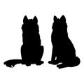 Siberian Husky or Laika Dog silhouettes. Domestic animal or pet