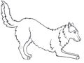 Siberian Husky, Alaskan Malamute. The dog is playing. Line drawing. For coloring