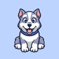 Siberian Husky Sitting Happy Fun Cartoon