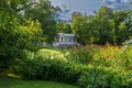 Siberian Marble Gallery decorative pedestrian roofed Palladian bridge in Tsarskoye Selo