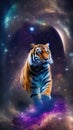 Siberian Tiger on a background of cosmic space Royalty Free Stock Photo