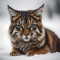 Siberian Tiger in the snow, Panthera tigris. generative ai Royalty Free Stock Photo