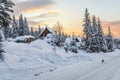 Winter evening in the Siberian village