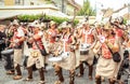 Batucada Villa Pipol band performing on Balcescu street, Sibiu, Romania Royalty Free Stock Photo