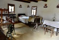 Interior of an old traditional Romanian house at the Astra museum in Sibiu, Romania. Royalty Free Stock Photo